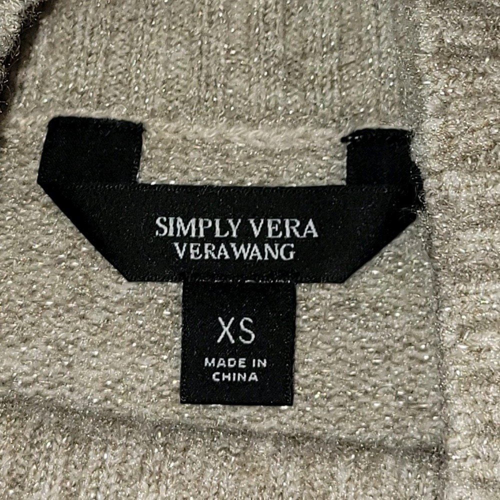 Simply Vera Vera Wang Sweater Womens XS Beige Cable Knit Side Slit Pullover - Picture 3 of 4